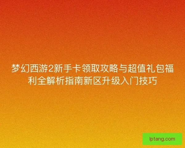 梦幻西游2新手卡领取攻略与超值礼包福利全解析指南新区升级入门技巧