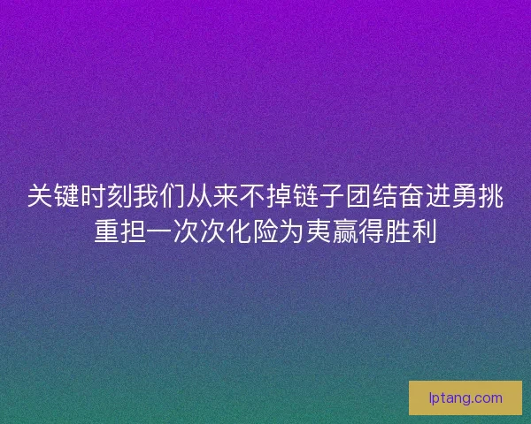 关键时刻我们从来不掉链子团结奋进勇挑重担一次次化险为夷赢得胜利