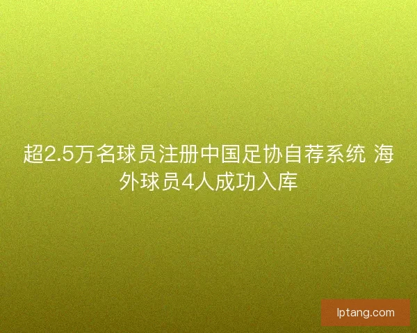 超2.5万名球员注册中国足协自荐系统 海外球员4人成功入库 超2.5万名球员注册中国足协自荐系统 海外球员4人成功入库